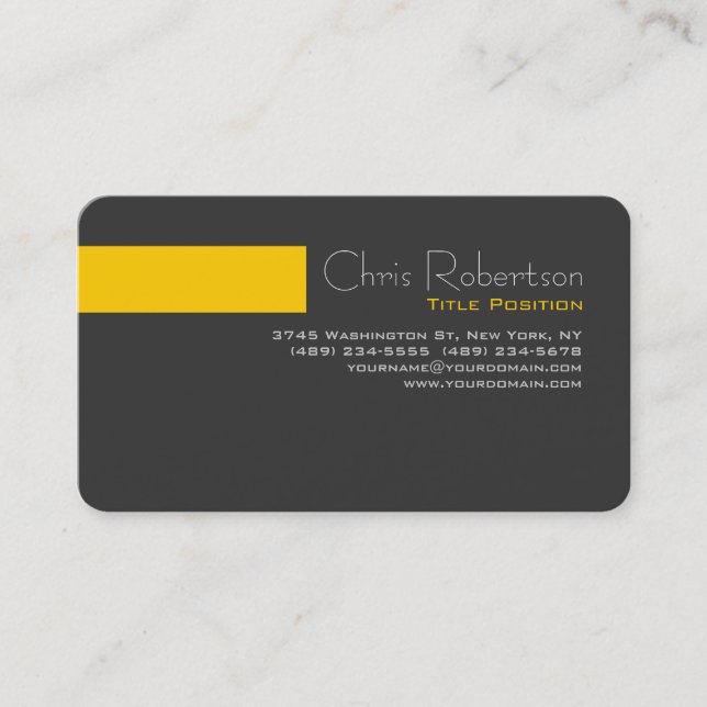 Carte de visite à rayures jaunes gris du coin rond (Devant)