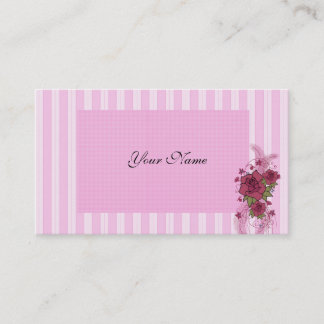 Carte de visite à rayures roses