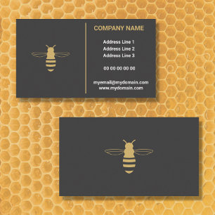 Carte De Visite Abee Logo Minimaliste Élégant apiculteur noir & or
