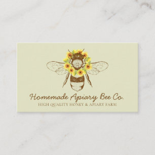 Carte De Visite Abeille à Miel de l'Apière Fleurie de Tournesol Ch