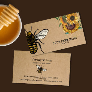 Carte De Visite Abeille Apiariste Ferme d'abeilles Honeycomb