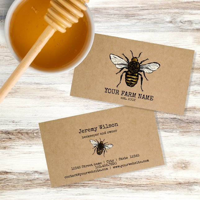 Carte De Visite Abeille Apiariste Ferme d'abeilles Honeycomb (Créateur téléchargé)