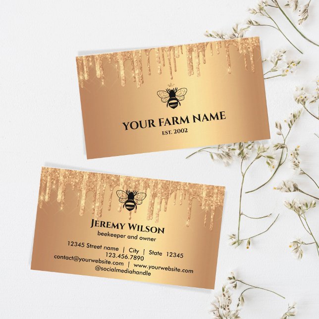 Carte De Visite Abeille Apiariste Ferme d'abeilles Honeycomb Bu (Créateur téléchargé)
