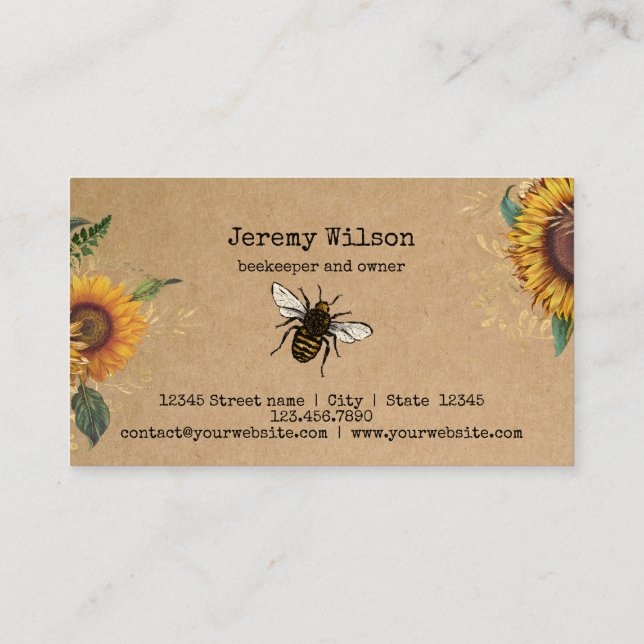 Carte De Visite Abeille Apiariste Ferme d'abeilles Honeycomb Bu (Dos)