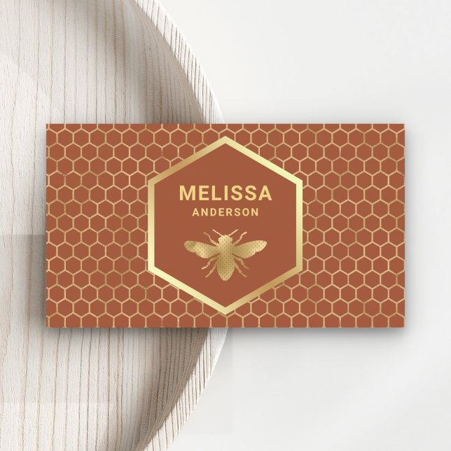 Carte De Visite Abeille de miel en terre cuite et or Miel Abeille  (Créateur téléchargé)