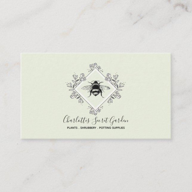 Carte De Visite Abeille de Miel plante Avec Logo Floral (Devant)