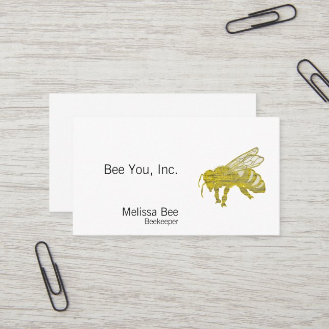 Carte De Visite Abeille d'impression typographique (Devant/Arrière en situation)