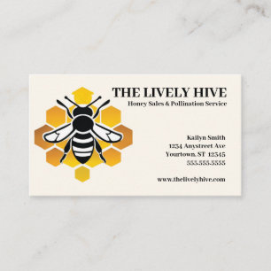 Carte De Visite Abeille noire et blanche sur l'apiculteur Honeycom