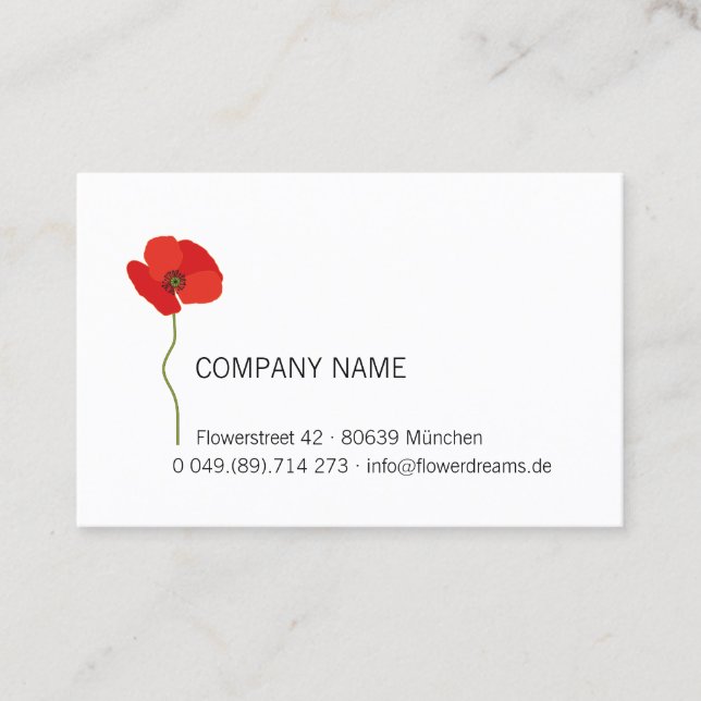 Carte De Visite ♥ Abeille *Red Poppy* Papaver rhoeas. 01. floral (Devant)