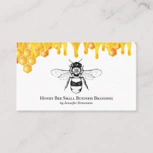 Carte De Visite Abeille reine ruisselante sur nid d'abeille beige