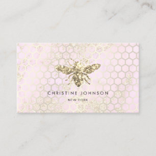 Carte De Visite abeille rose et fausse parties scintillant