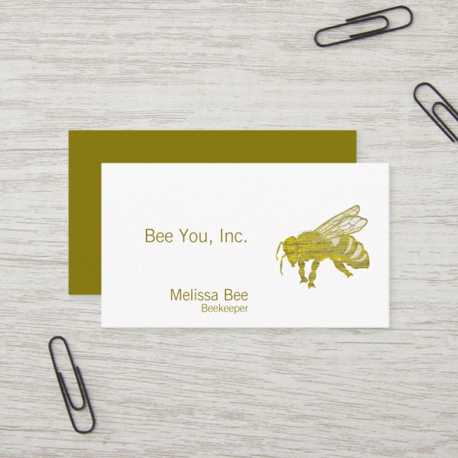 Carte De Visite Abeille typographique (Devant/Arrière en situation)