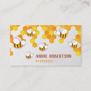 Carte De Visite Abeilles à découper de papier et apiculteur à miel