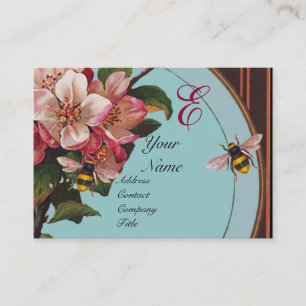 CARTE DE VISITE ABEILLES DE MIEL ET ROSES SAUVAGES DANS LE