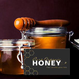 Carte De Visite Abeilles de Miel Moderne Gold Honeycomb Noir