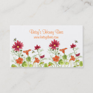 Carte De Visite Abeilles de miel Nasturtium Rouge Peint Daisy