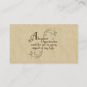 Carte De Visite Abondante Opportunités Affirmation /Carte de visi