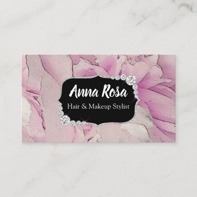 Carte De Visite Abrégé sur rose diamant de Bling de lavande de *~* (Devant)
