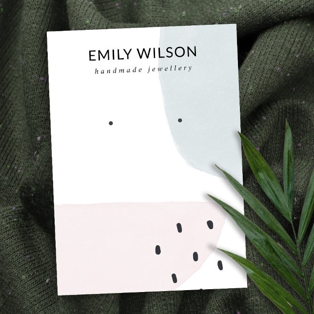 CARTE DE VISITE ABSTRAIT BLUSH DUSKY BLUE STUD EARRING AFFICHAGE (Créateur téléchargé)