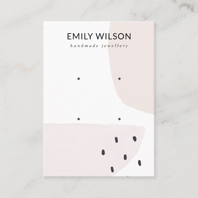 CARTE DE VISITE ABSTRAIT BLUSH DUSKY PINK STUD 2 EARRING AFFICHAGE (Devant)