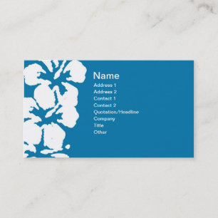 Carte De Visite Abstrait Hibiscus blanc sur bleu