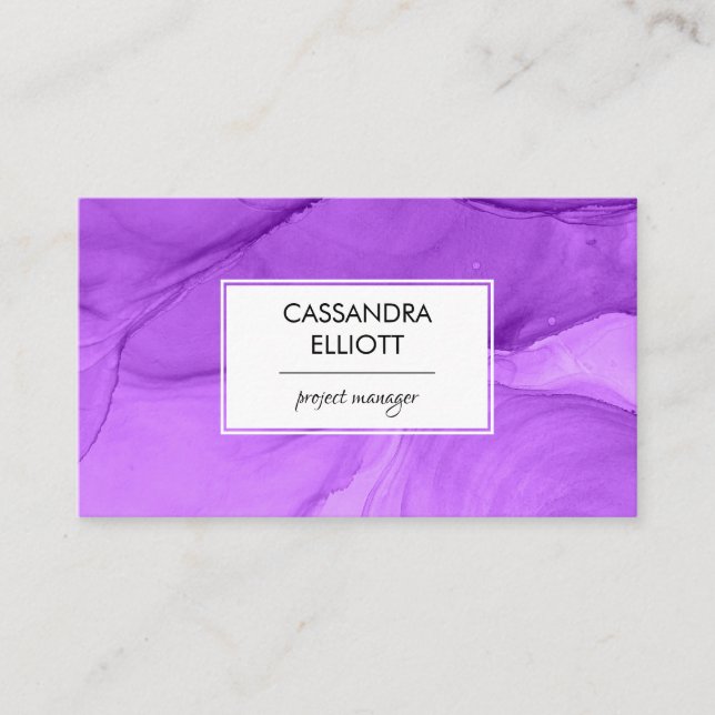 Carte De Visite Abstrait Lumineuse Violet Encre D'Alcool Liquide A (Devant)