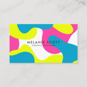 Carte De Visite Abstrait minimaliste moderne, bleu rose vif
