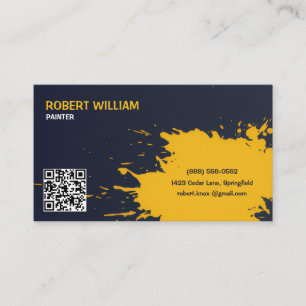 Carte De Visite Abstrait Moderne Jaune Tache d'Encre   Personnalis