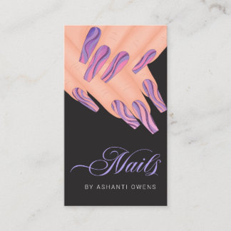 Carte De Visite Abstrait Purple Swirl Hands Clou Artiste Business 