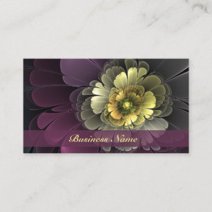 Carte De Visite Abstrait Purpur moderne Khaki Gris Fleur fractale 