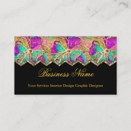 Carte De Visite Abstrait rose chaud violet Turquoise or noir