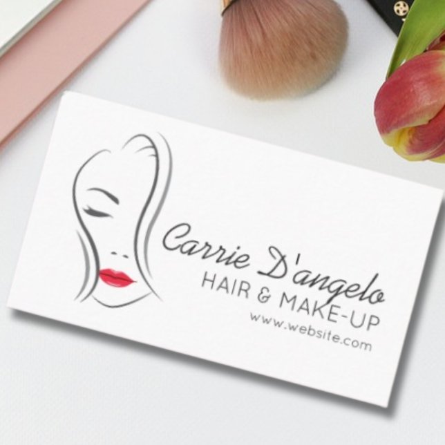 Carte De Visite Abstraite femme visage pour cheveux et maquillage (Hair and make-up profession business card)