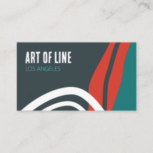 Carte De Visite Abstraite ligne tendance en bleu rouge et blanc