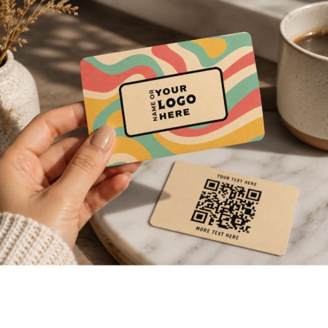 Carte de visite abstraite rétro moderne avec code  (Créateur téléchargé)