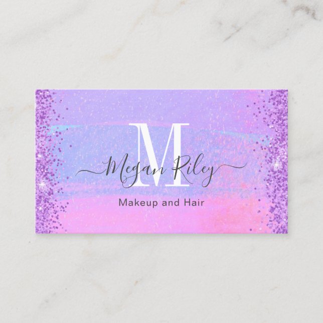 Carte De Visite Abstraite tendance Purple Ombre Aquarelle (Devant)