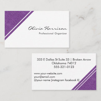 Carte De Visite Accent de Business Imprimé Denim Violet Minimalist