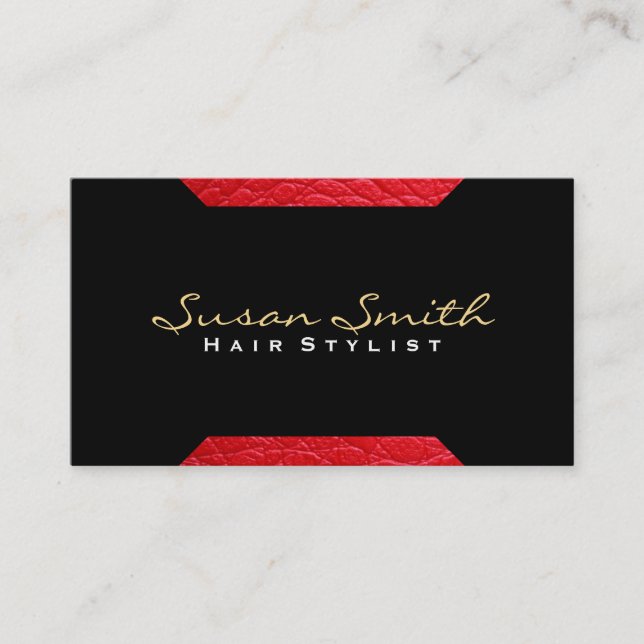 Carte De Visite Accent en cuir (rouge) | Chic, Luxe (Devant)