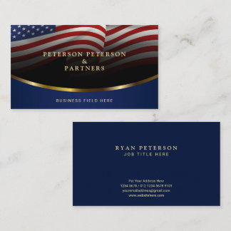 Carte De Visite Accents American Flag & Gold