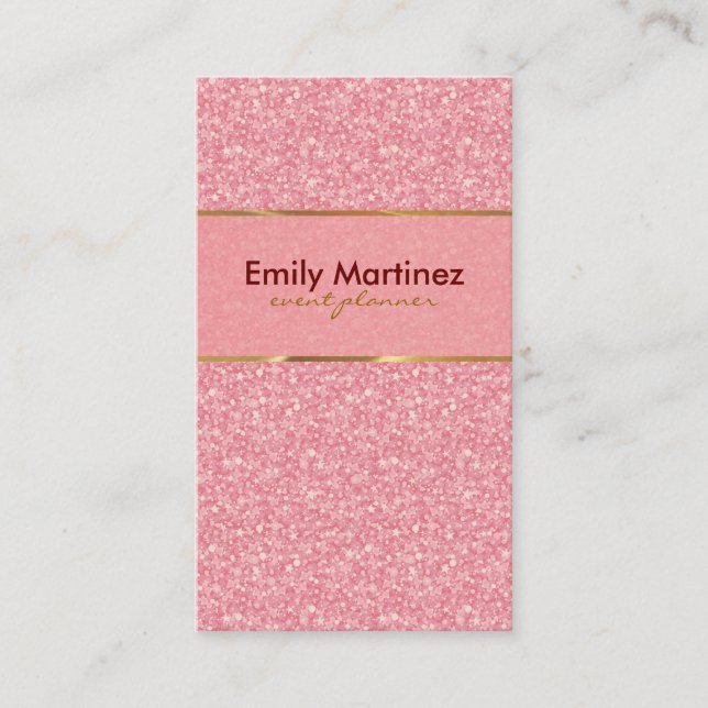 Carte De Visite Accents or Parties scintillant rose (Devant)