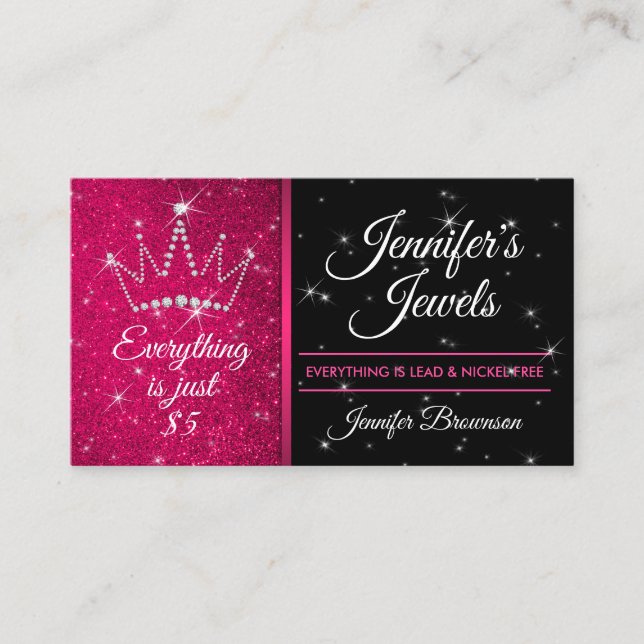 Carte De Visite Accessoires pour bijoux parties scintillant rose é (Devant)