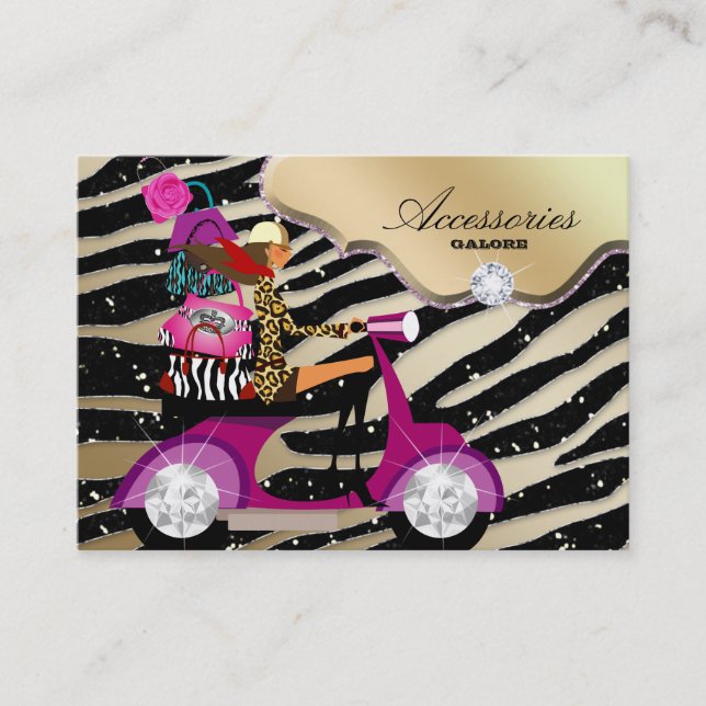 Carte De Visite Accessoires Zebra Bijoux en or Éperche noire (Devant)