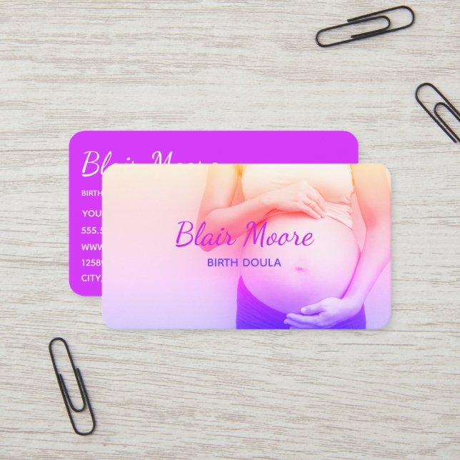 Carte De Visite Accompagnante à la naissance (Devant/Arrière en situation)