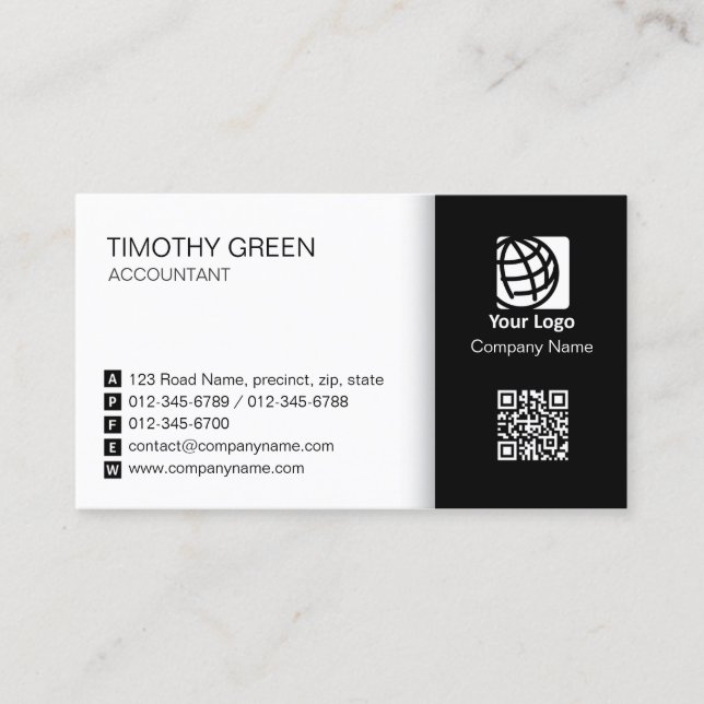 Carte De Visite Accountant Simple Two Tone Business Card #06 (Devant)