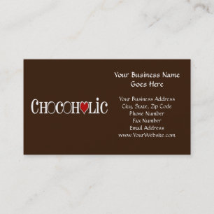 Carte De Visite Accro du chocolat, amant de chocolat avec le coeur