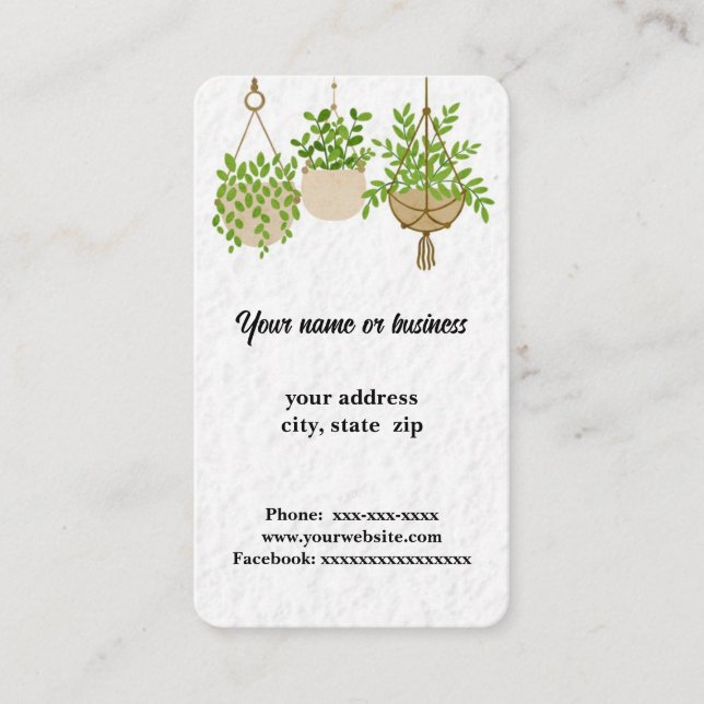 Carte De Visite Accrocher des plantes (Devant)