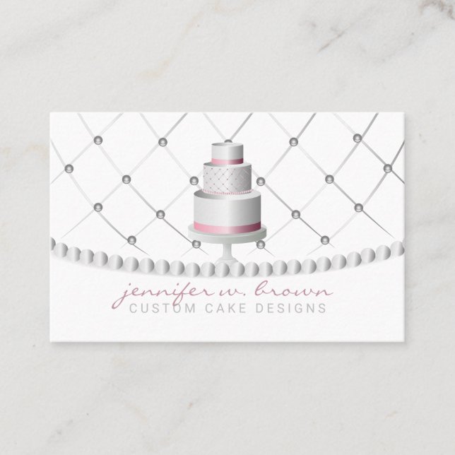 Carte De Visite Accueil Bakers rose Grey Mariage Anniversaire Gâte (Devant)