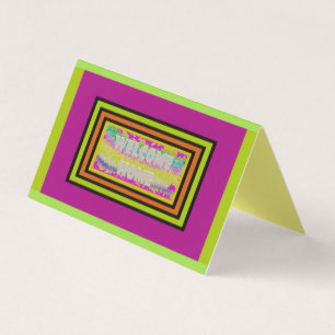 Carte De Visite accueil design maison violet vert rouge bordé     