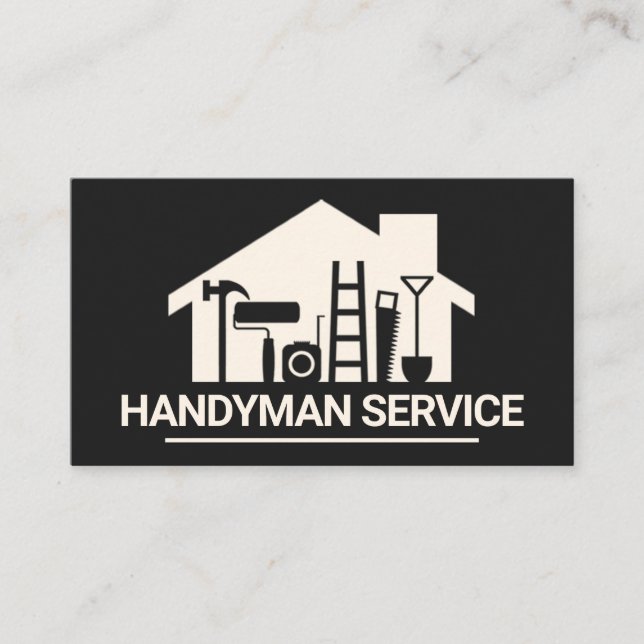 Carte De Visite Accueil Handyman Outils Silhouette (Devant)