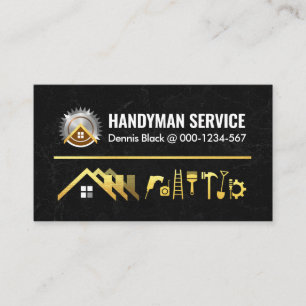 Carte De Visite Accueil Handyman Outils Sur Marbre Noir