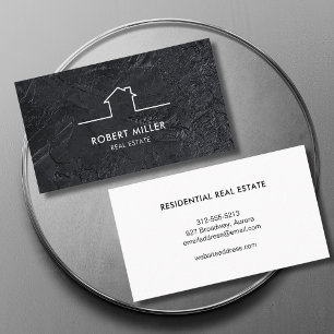 Carte De Visite Accueil Logo Immobilier Noir Pierre Realtor